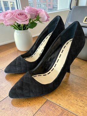 Enzo Angiolini Black Quilted Pointed Toe Pumps